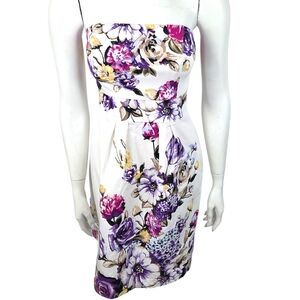 White House Black Market Strapless Floral Cocktail Party Dress Womens 4 WHBM